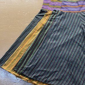 Bhutani Cotton Waist Wide-Leg Flare Pants - Stripes (Green)